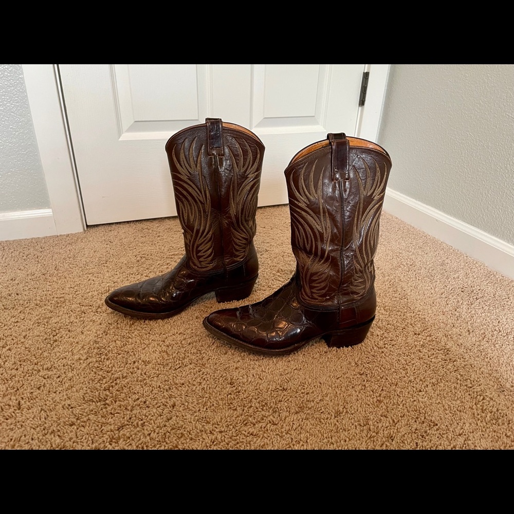 Nocona Men’s Brown Alligator Cowboy Boots Size 9D